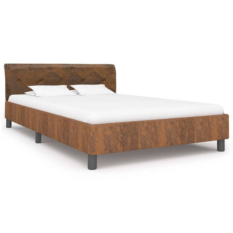 Foto van The living store bedframe - klassiek bruin - 120 x 200 cm - hout en mdf