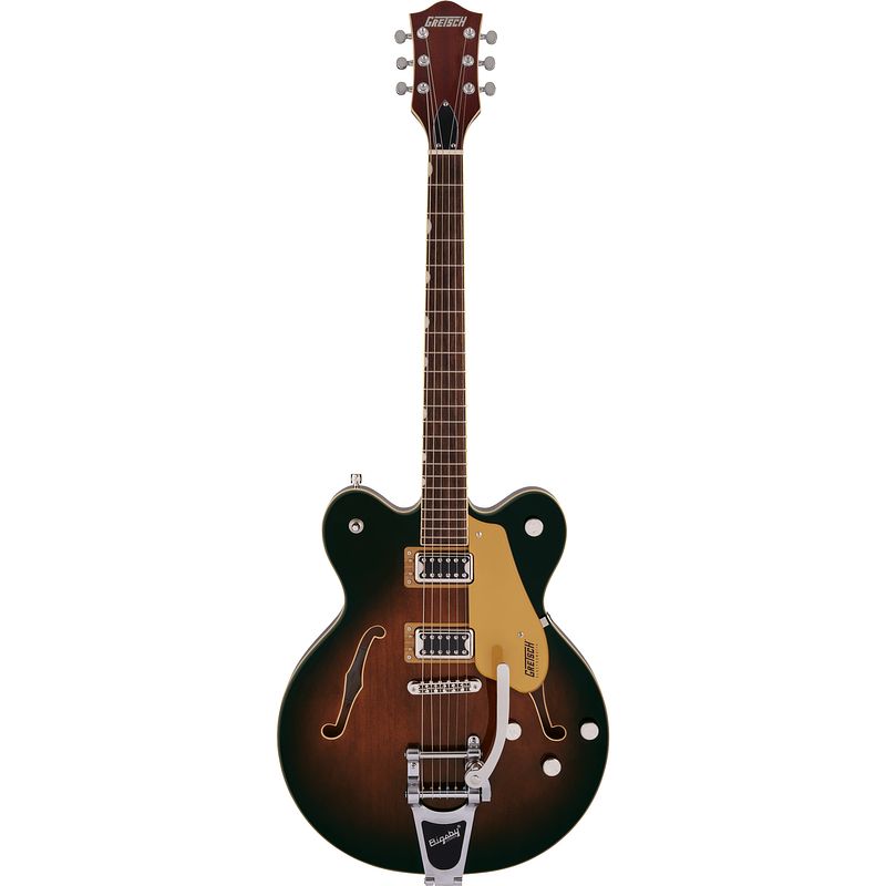 Foto van Gretsch g5622t electromatic centerblock dc single barrel burst semi-akoestische gitaar