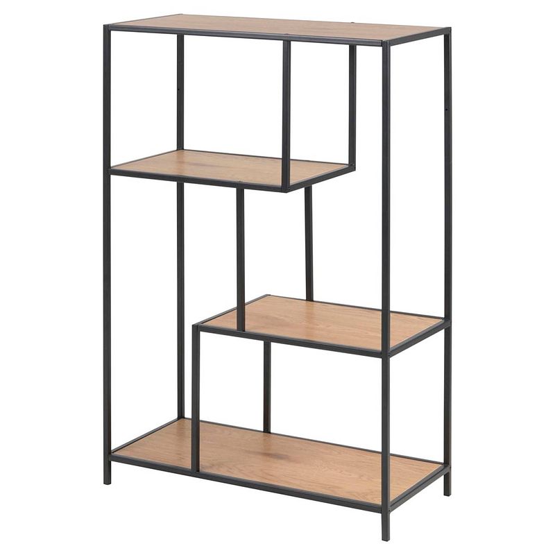 Foto van Moos - seaford bookcase, 2 shelves oak, metal h114 cm