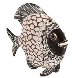 Foto van Gerimport beeld vis 24,4 x 5 x 21 cm polyresin zwart/wit