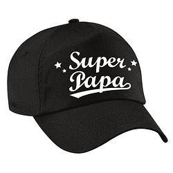 Foto van Super papa vaderdag cadeau pet zwart voor heren - verkleedhoofddeksels