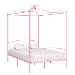 Foto van Vidaxl hemelbedframe metaal roze 140x200 cm