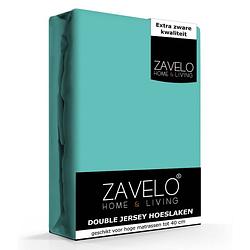 Foto van Zavelo double jersey hoeslaken turquoise-1-persoons (90x200 cm)