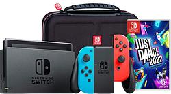 Foto van Nintendo switch rood/blauw + just dance 2022 + big ben travel case