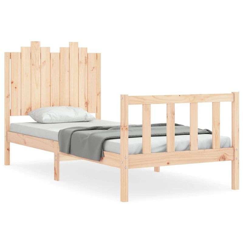 Foto van The living store - bedframe - massief grenenhout - 195.5 x 95.5 x 110 cm - multiplex lattenbodem