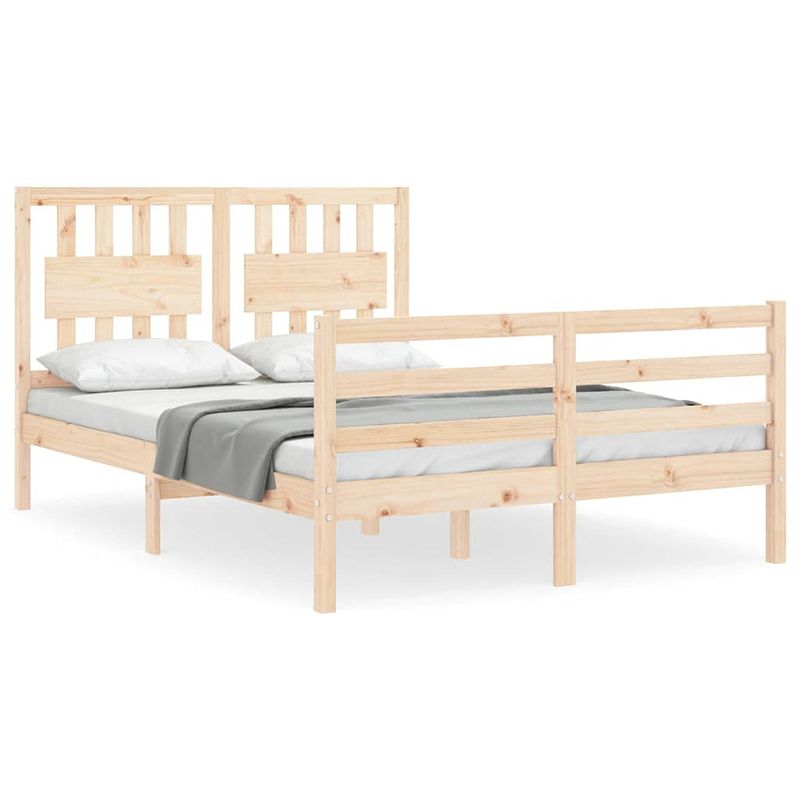 Foto van The living store massief grenenhouten bedframe - 195.5 x 125.5 x 100 cm - multiplex lattenbodem