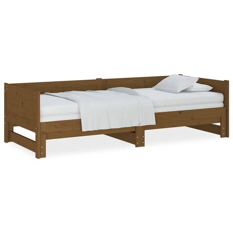 Foto van The living store slaapbank uitschuifbaar grenenhout honingbruin 2x(80x200) cm - bed