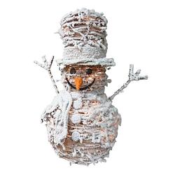 Foto van Peha kerstfiguur sneeuwman led 50 cm hout bruin/wit