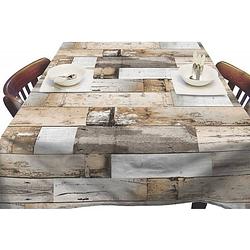 Foto van Buiten tafelkleed/tafelzeil houten planken 140 x 250 cm - tafelzeilen