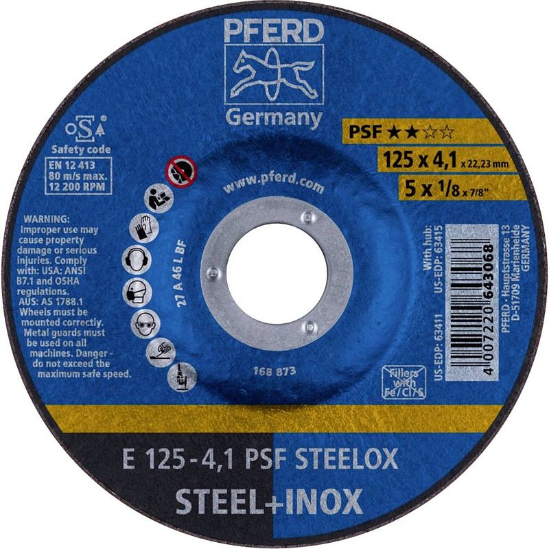 Foto van Pferd 69220531 e 125-4,1 psf steelox afbraamschijf gebogen 125 mm 22.23 mm 10 stuk(s)