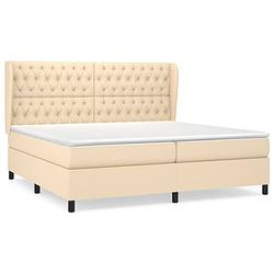 Foto van The living store boxspringbed - comfort - bed - 203 x 203 x 118/128 cm - crème - met verstelbaar hoofdbord -