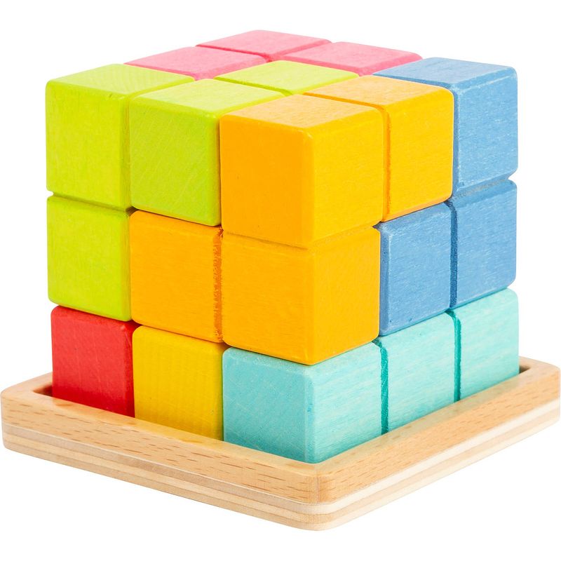 Foto van Small foot houten 3d tetris-kubuspuzzel junior 6 cm 8-delig