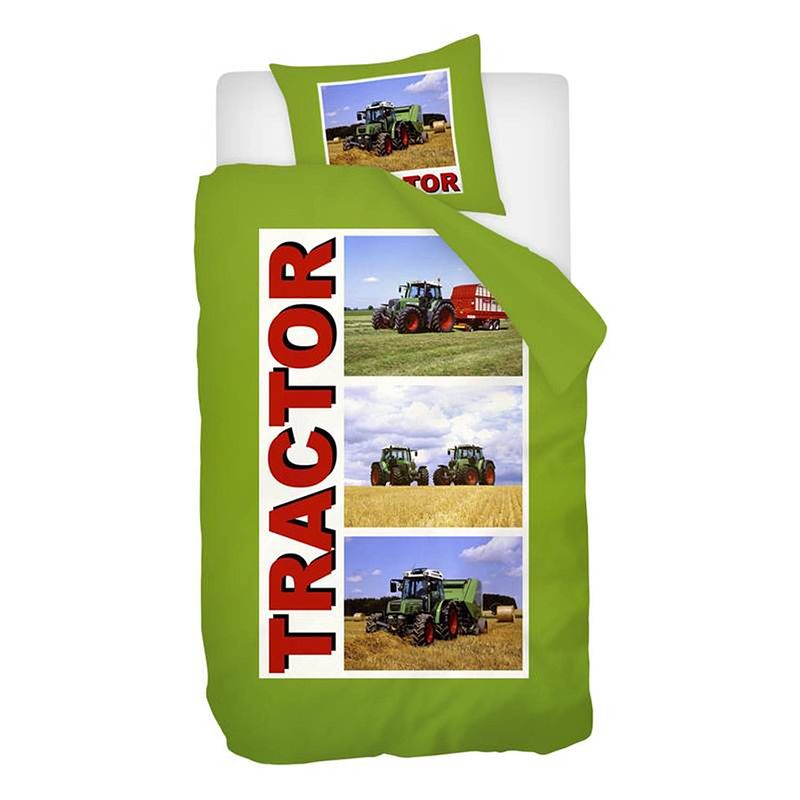 Foto van Snoozing tractor flanel dekbedovertrek - 1-persoons (140x200/220 cm + 1 sloop)