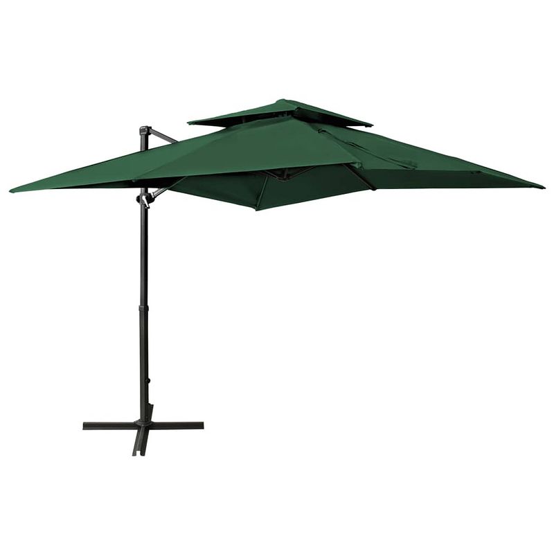 Foto van Vidaxl zweefparasol met dubbel dak 250x250 cm groen