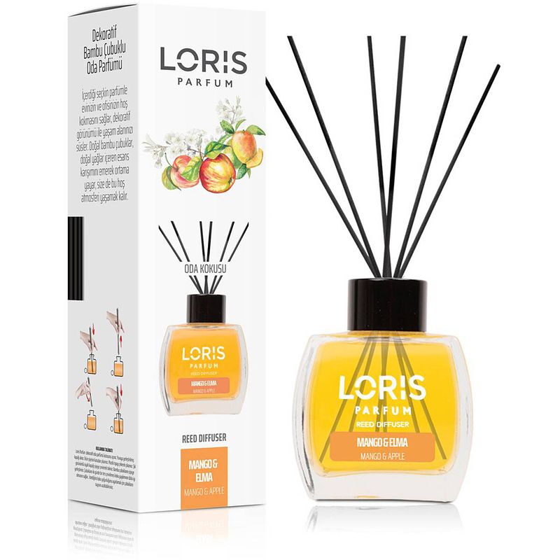 Foto van Loris - parfum - geurstokjes - huisgeur - huisparfum - mango & apple - 120ml