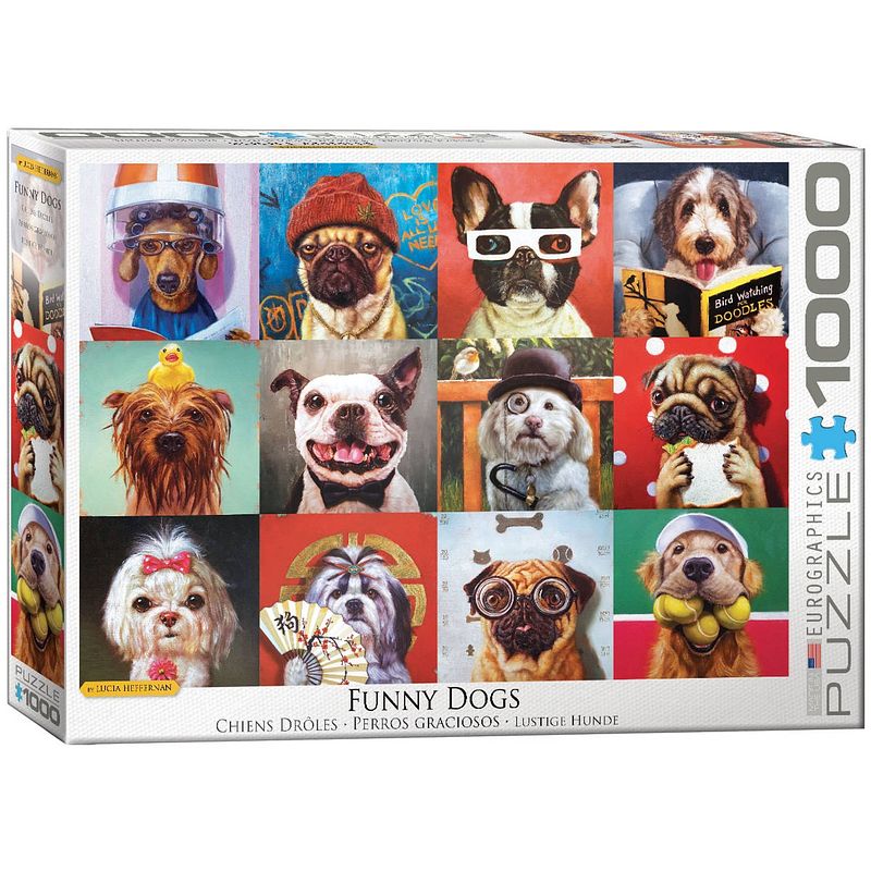 Foto van Eurographics puzzel funny dogs - lucia heffernan - 1000 stukjes