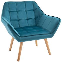 Foto van Fauteuil met fluweel- stoelen - stoel - groen - 64 x 62 x 72,5 cm