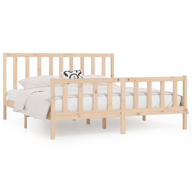 Foto van The living store bedframe grenenhout - 206 x 205.5 x 100 cm - hoogwaardig - stabiel - tijdloos ontwerp