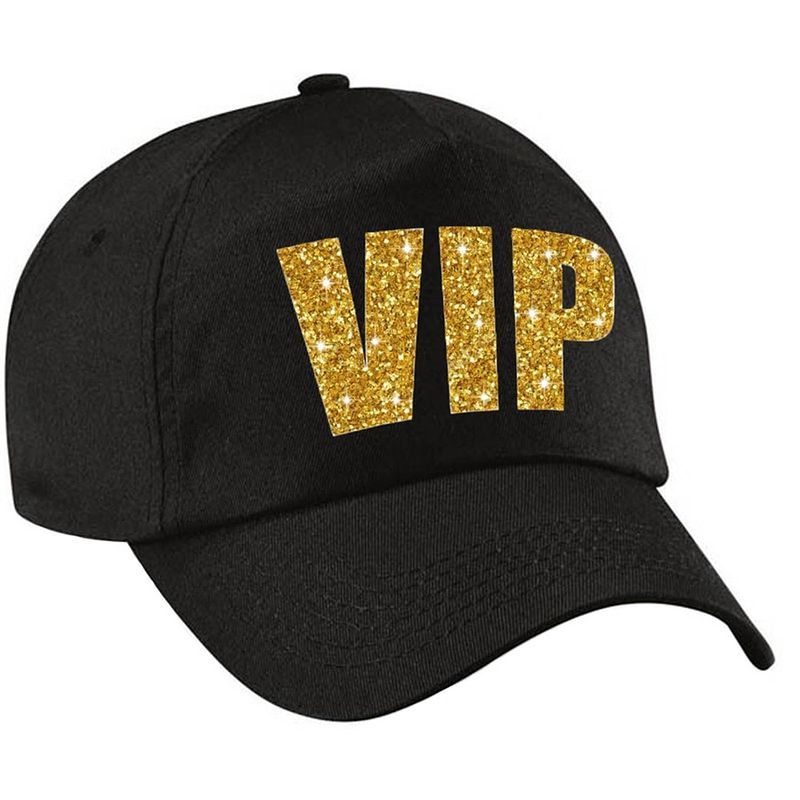 Foto van Vip pet / cap zwart met gouden letters voor dames en heren - verkleedhoofddeksels