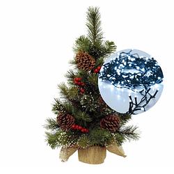 Foto van Mini kerstboom 45 cm - met kerstverlichting helder wit 300 cm - 40 leds - kunstkerstboom