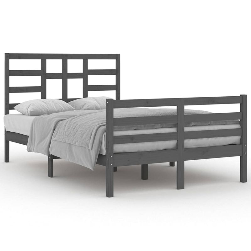 Foto van Vidaxl bedframe massief hout grijs 120x200 cm