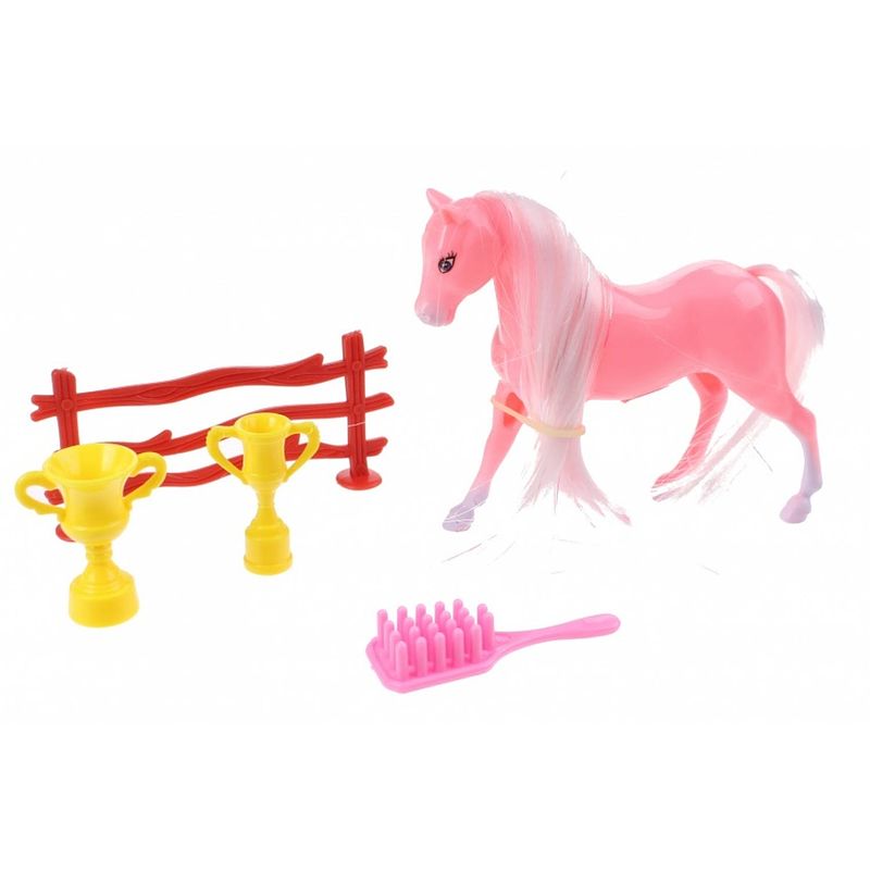 Foto van Toi-toys speelset paard 6-delig roze