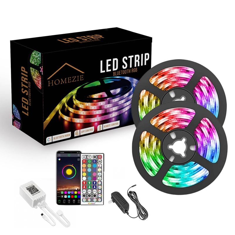 Foto van Homezie led strip 5 meter met app en afstandsbediening rgb zelfklevend led light strip