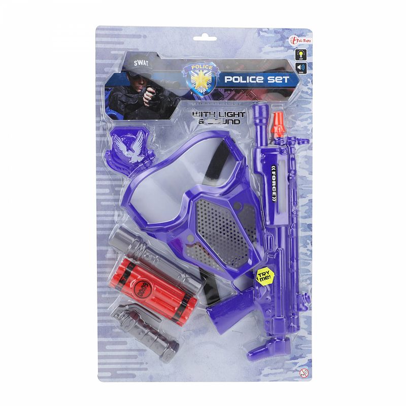 Foto van Toi-toys politie-set blauw 6-delig 42 cm