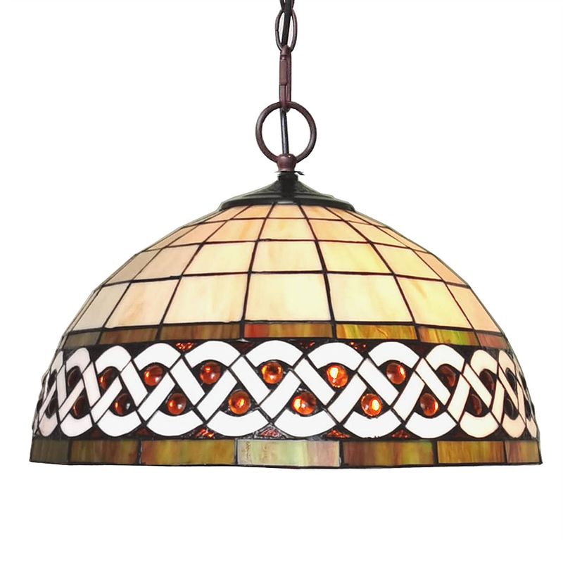 Foto van Haes deco - hanglamp tiffany wit ø 46x138 cm e27/max 2x60w