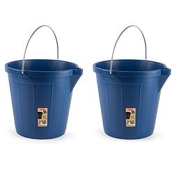 Foto van 2x stuks emmer blauw 12 liter 31 x 31 cm schoonmaakartikelen - emmers