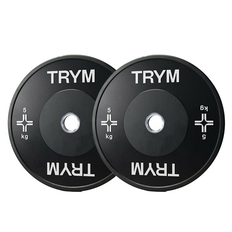 Foto van Trym bumperplate set - bundel - 10 kg - 2 x 5 kg - halterschijven - 50 mm - zwart