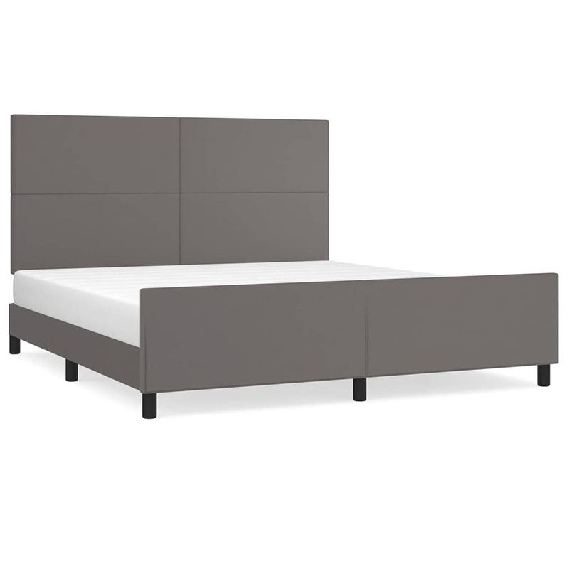 Foto van The living store bedframe grijs kunstleer - 203 x 186 x 118/128 cm - verstelbaar hoofdeinde - stabiele poten -