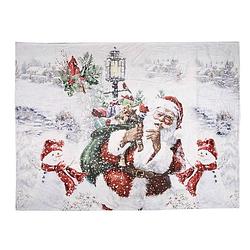 Foto van Clayre & eef plaid 130x170 cm wit rood polyester kerstman deken wit deken