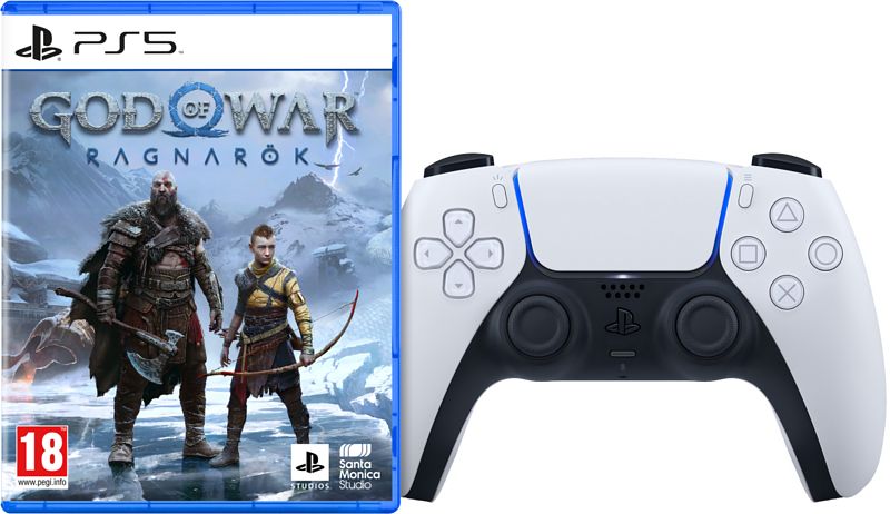 Foto van God of war ragnarok standard edition ps5 + dualsense wit