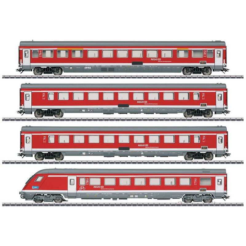 Foto van Märklin 42988 h0 set van 4 personenrijtuigen van de münchen-nürnberg express van de db-ag