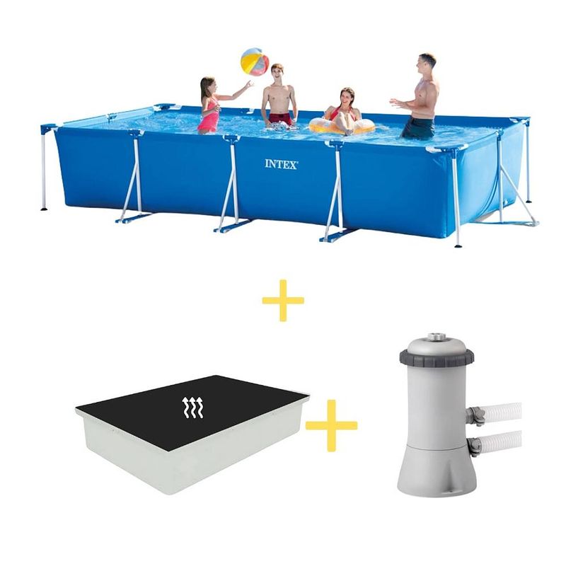 Foto van Intex zwembad - frame pool - 450 x 220 x 84 cm - inclusief filterpomp & solarzeil