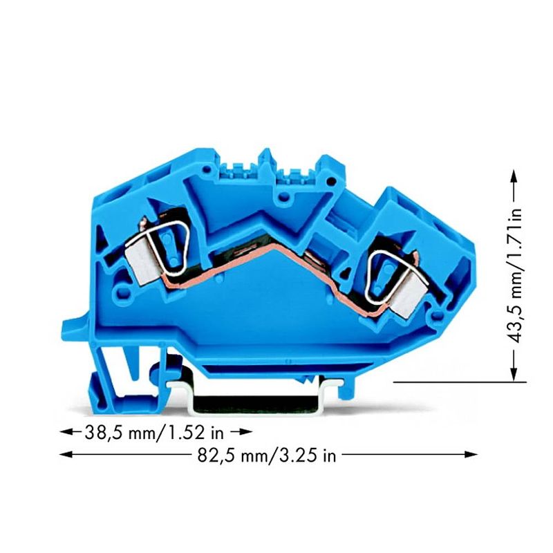 Foto van Wago 782-604 doorgangsklem 8 mm spanveer toewijzing: n blauw 25 stuk(s)