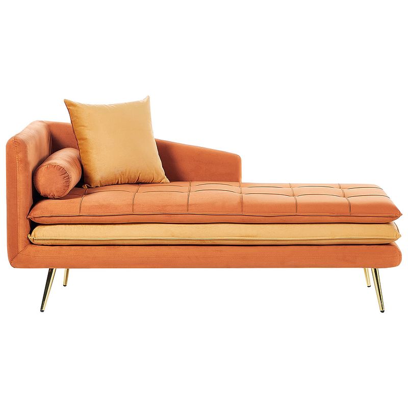 Foto van Beliani gonesse - chaise longue-oranje-fluweel