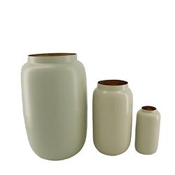 Foto van Dknc - planter sky - metaal - 18.5x18.5x33.5cm - set van 3 - cream