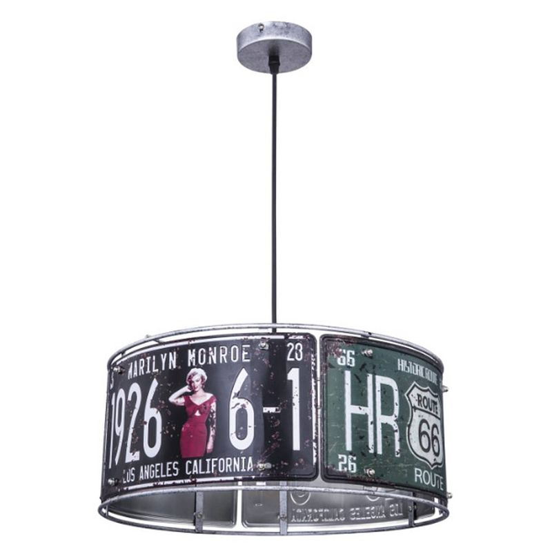 Foto van Moderne hanglamp usa - l:40cm - e27 - metaal - zilver
