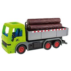 Foto van Toi-toys frictie vrachtwagen met boomstammen groen 33cm