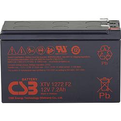 Foto van Csb battery xtv1272 loodaccu 12 v 7.2 ah loodvlies (agm) (b x h x d) 151 x 99 x 65 mm kabelschoen 6.35 mm onderhoudsvrij, geringe zelfontlading