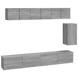 Foto van The living store tvmeubelset - klassieke grijs sonoma eiken - 3x 60x30x30cm - 1x 30.5x30x60cm - 2x 100x30x30cm