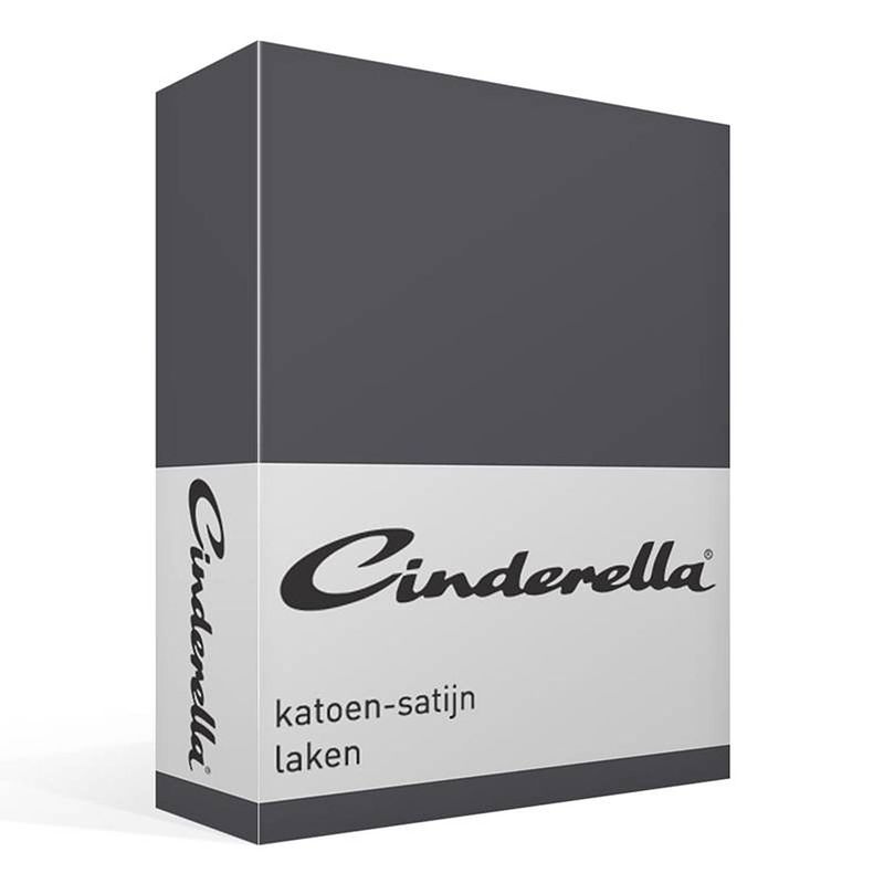 Foto van Cinderella katoen-satijn laken - 100% katoen-satijn - lits-jumeaux (300x270 cm) - grijs