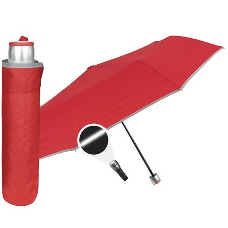 Foto van Perletti paraplu mini 98 cm microfiber/staal rood/zilver