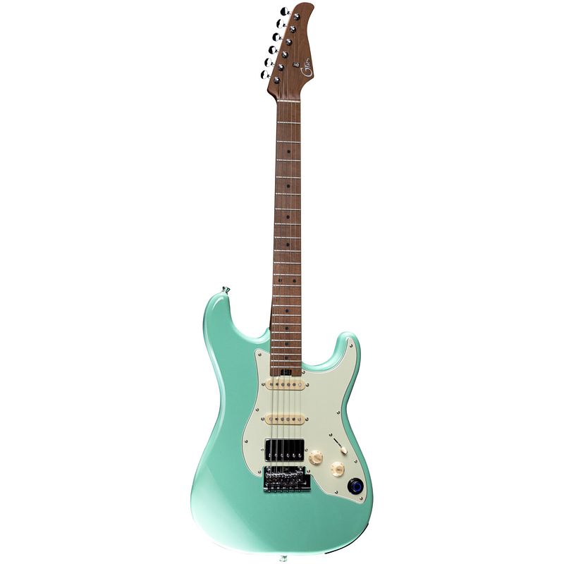 Foto van Mooer gtrs guitars standard 801 surf green intelligent guitar met gigbag