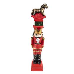 Foto van Haes deco - kerst notenkraker kleur rood, 6x5x23 cm, kerstfiguur - kerstdecoratie