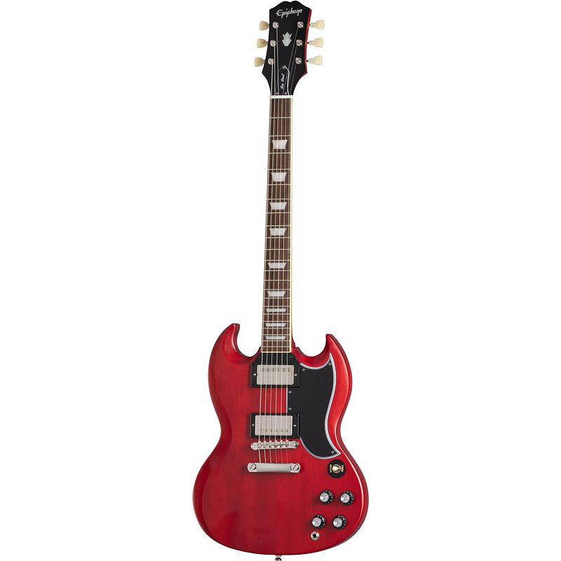 Foto van Epiphone 1961 les paul sg standard aged sixties cherry elektrische gitaar met koffer