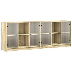 Foto van Vidaxl boekenkast met deuren 204x37x75 cm hout sonoma eikenkleurig