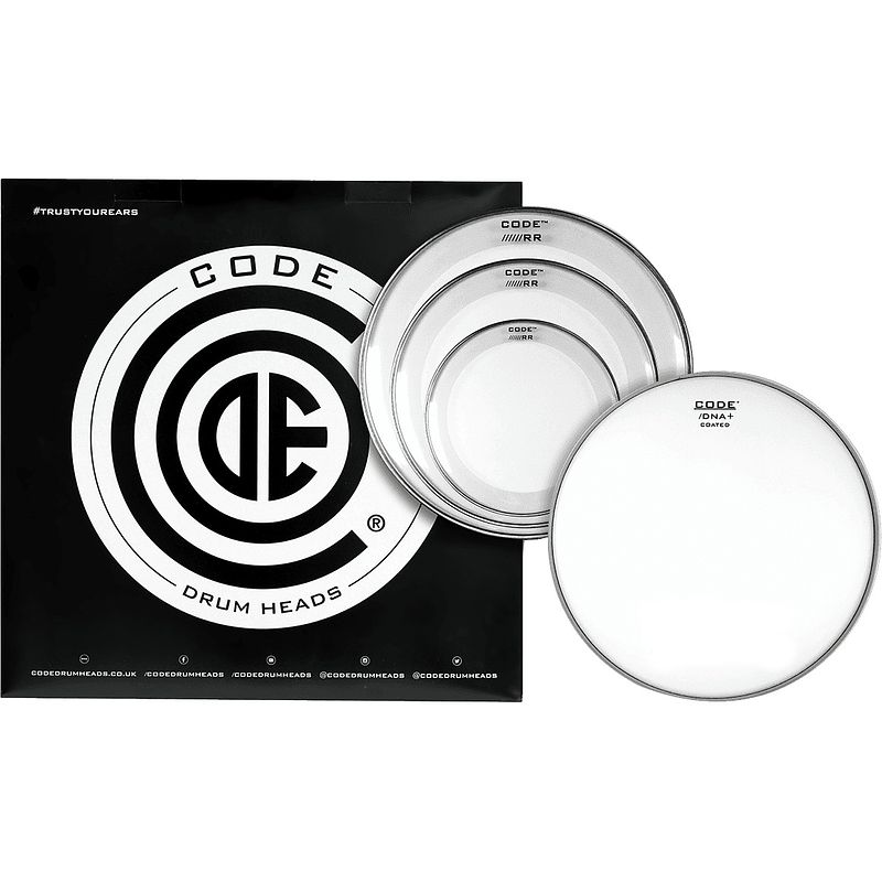 Foto van Code drum heads tprrclrf reso ring fusion pack 10-12-14 inch resonantievellen + 14 inch coated snaredrumvel